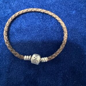 Pandora Brown Braided Bracelet with Silver clasp